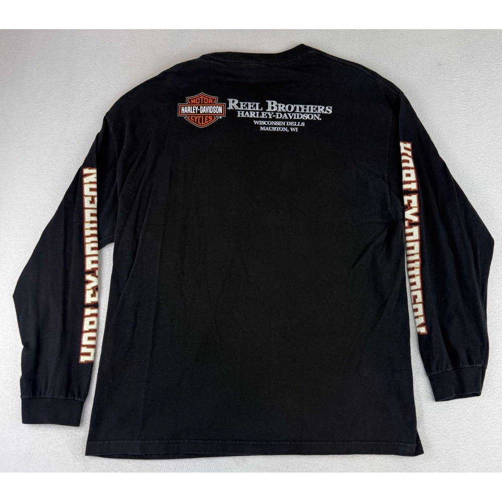 HARLEY DAVIDSON Long Sleeve Crew Neck Men's Large Motorcycles Spell Out‎ Sleeves - Picture 7 of 8